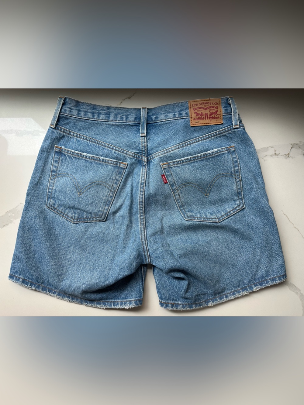 THREE Levi’s Denim Ribcage Shorts Thigh-high - Dark, Light & Mid Wash Size 28 - Picture 6 of 13